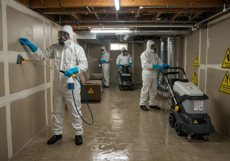 Basement Moisture Removal and Structural Drying process in Houma, LA